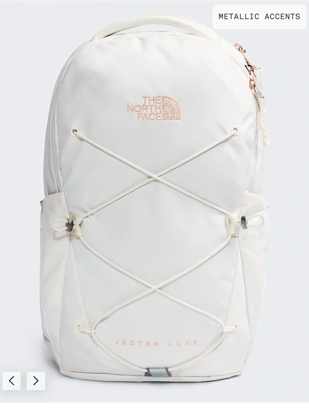 The North Face Jester Luxe Women's Backpack in White with Rose Gold 27L
